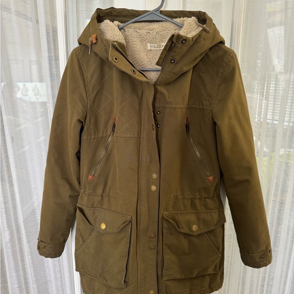 Volcom Olive Jacket with Cream Lining